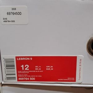 Nike lebron 9 summit lake hornets size 12